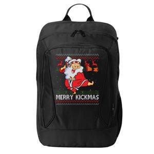 Merry Kickmas Funny Karate Santa Family Matching Pajamas City Backpack