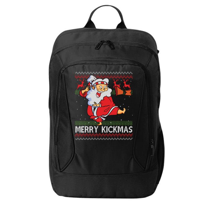 Merry Kickmas Funny Karate Santa Family Matching Pajamas City Backpack