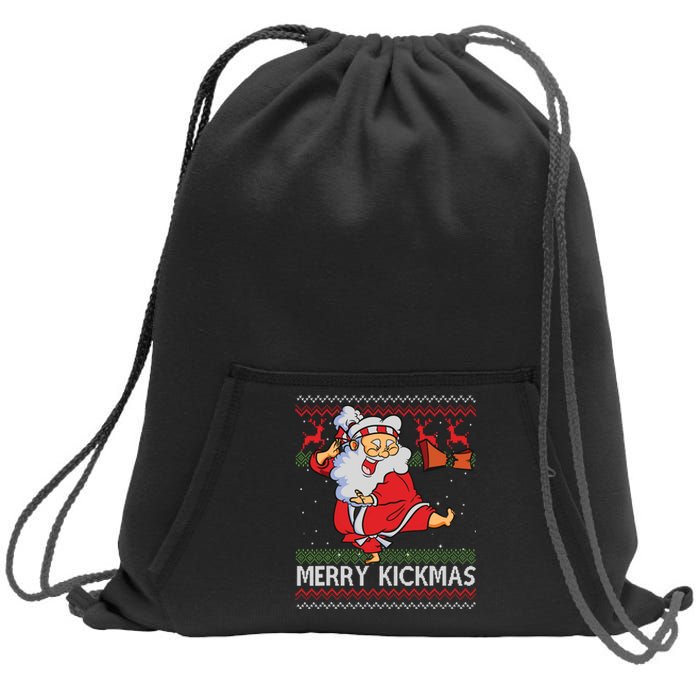 Merry Kickmas Funny Karate Santa Family Matching Pajamas Sweatshirt Cinch Pack Bag