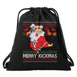 Merry Kickmas Funny Karate Santa Family Matching Pajamas Drawstring Bag