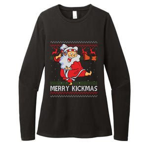 Merry Kickmas Funny Karate Santa Family Matching Pajamas Womens CVC Long Sleeve Shirt