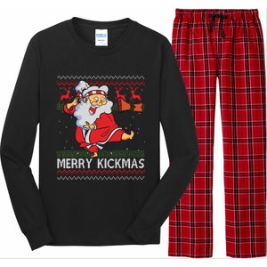 Merry Kickmas Funny Karate Santa Family Matching Pajamas Long Sleeve Pajama Set