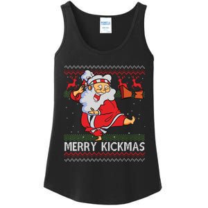 Merry Kickmas Funny Karate Santa Family Matching Pajamas Ladies Essential Tank