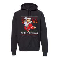 Merry Kickmas Funny Karate Santa Family Matching Pajamas Premium Hoodie