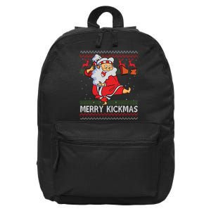 Merry Kickmas Funny Karate Santa Family Matching Pajamas 16 in Basic Backpack