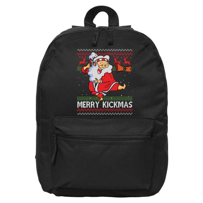 Merry Kickmas Funny Karate Santa Family Matching Pajamas 16 in Basic Backpack