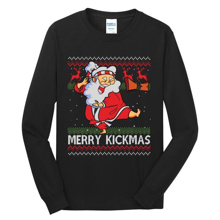 Merry Kickmas Funny Karate Santa Family Matching Pajamas Tall Long Sleeve T-Shirt