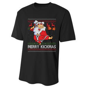 Merry Kickmas Funny Karate Santa Family Matching Pajamas Performance Sprint T-Shirt