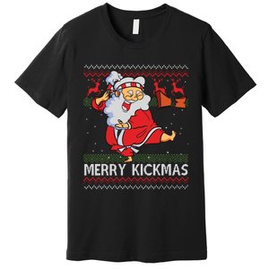 Merry Kickmas Funny Karate Santa Family Matching Pajamas Premium T-Shirt