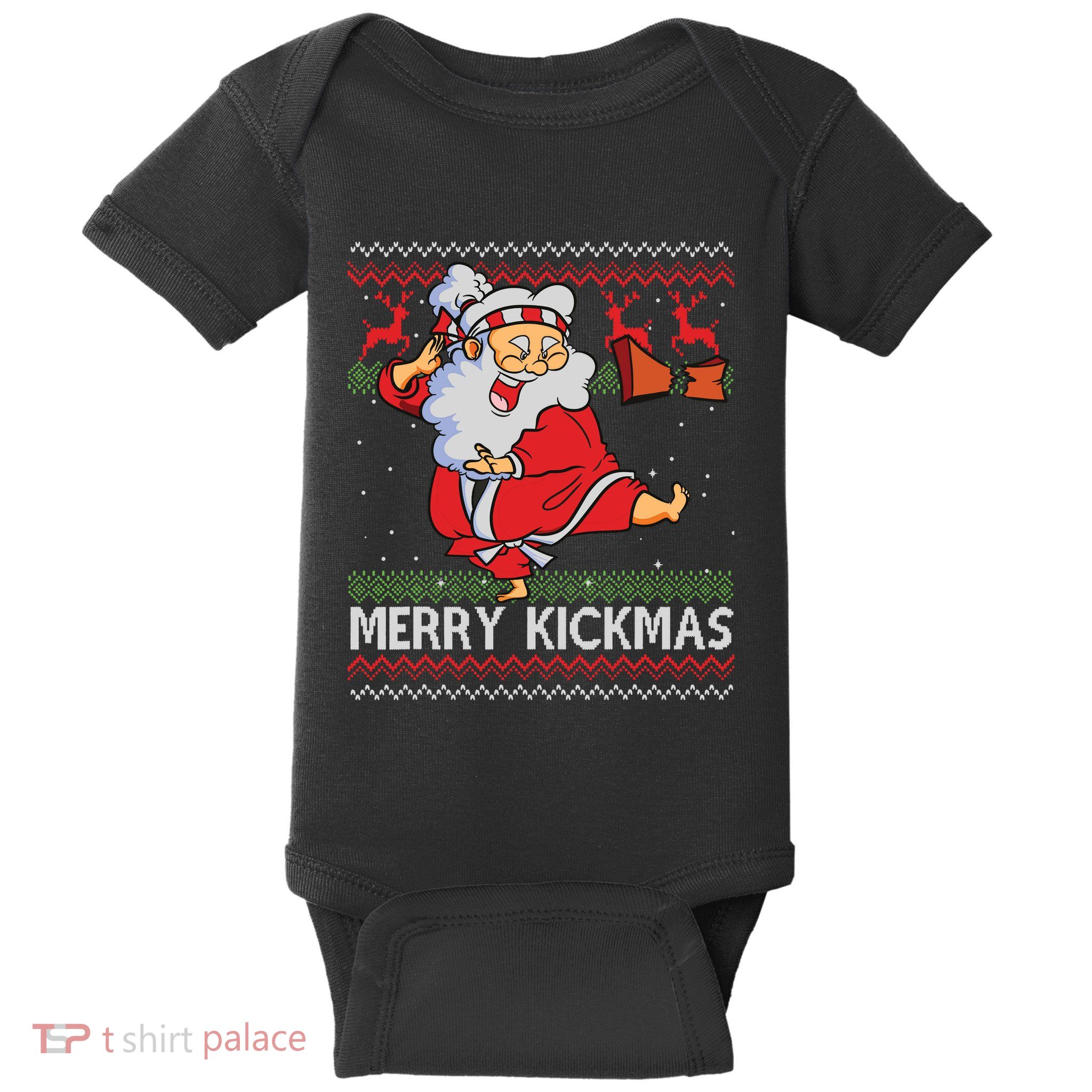 Merry Kickmas Funny Karate Santa Family Matching Pajamas Baby Bodysuit