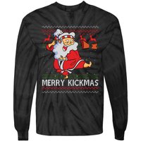 Merry Kickmas Funny Karate Santa Family Matching Pajamas Tie-Dye Long Sleeve Shirt