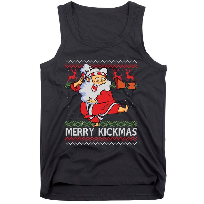 Merry Kickmas Funny Karate Santa Family Matching Pajamas Tank Top