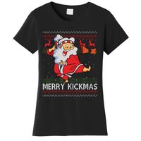 Merry Kickmas Funny Karate Santa Family Matching Pajamas Women's T-Shirt