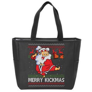 Merry Kickmas Funny Karate Santa Family Matching Pajamas Zip Tote Bag