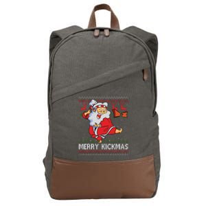 Merry Kickmas Funny Karate Santa Family Matching Pajamas Cotton Canvas Backpack