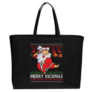 Merry Kickmas Funny Karate Santa Family Matching Pajamas Cotton Canvas Jumbo Tote