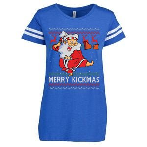 Merry Kickmas Funny Karate Santa Family Matching Pajamas Enza Ladies Jersey Football T-Shirt