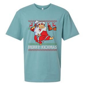 Merry Kickmas Funny Karate Santa Family Matching Pajamas Sueded Cloud Jersey T-Shirt