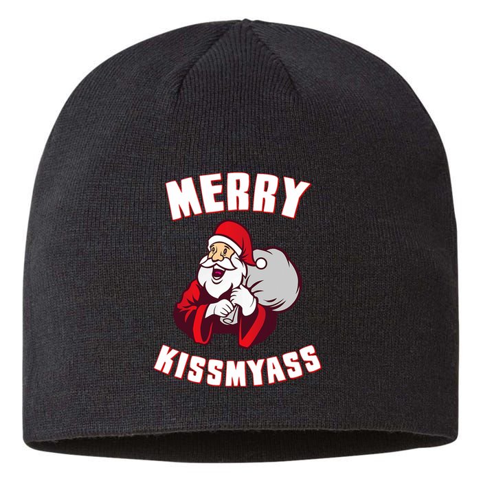 Merry Kissmyass Funny Christmas Sustainable Beanie