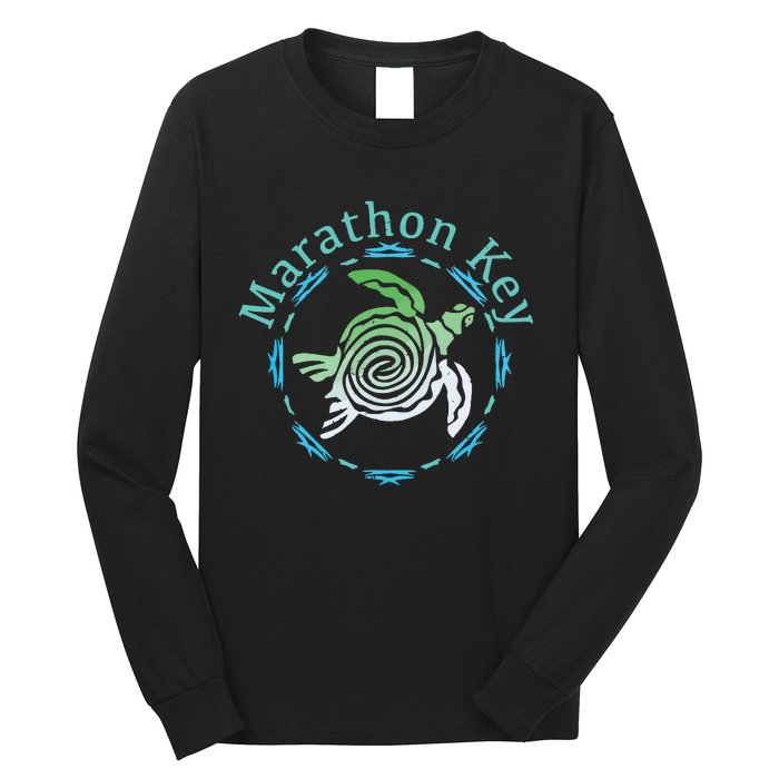 Marathon Key Florida Vintage Tribal Turtle Gift Long Sleeve Shirt