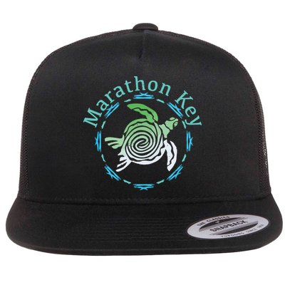 Marathon Key Florida Vintage Tribal Turtle Gift Flatbill Hat