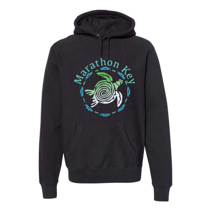 Marathon Key Florida Vintage Tribal Turtle Gift Premium Hoodie