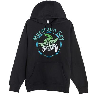 Marathon Key Florida Vintage Tribal Turtle Gift Premium Pullover Hoodie