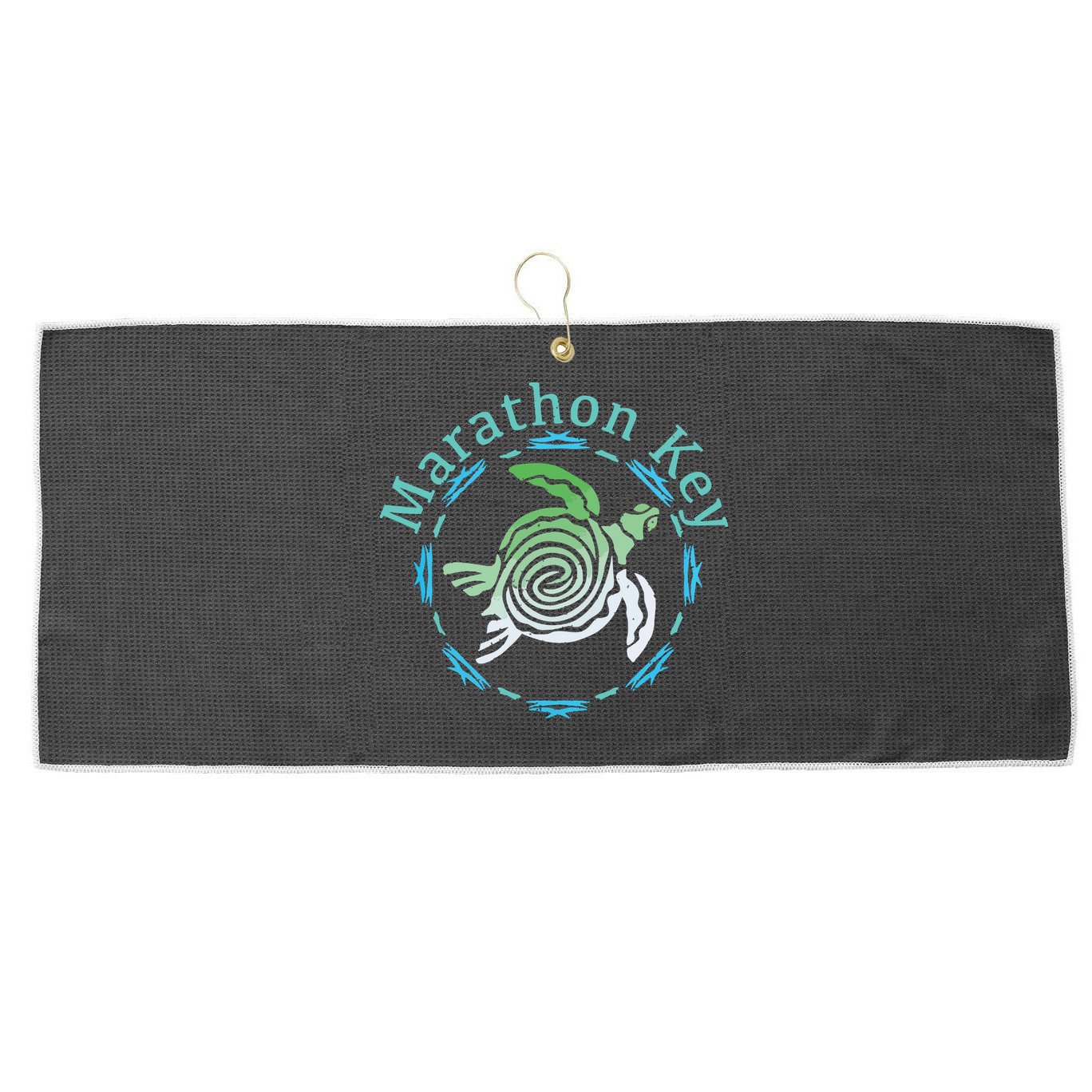 Marathon Key Florida Vintage Tribal Turtle Gift Large Microfiber Waffle Golf Towel