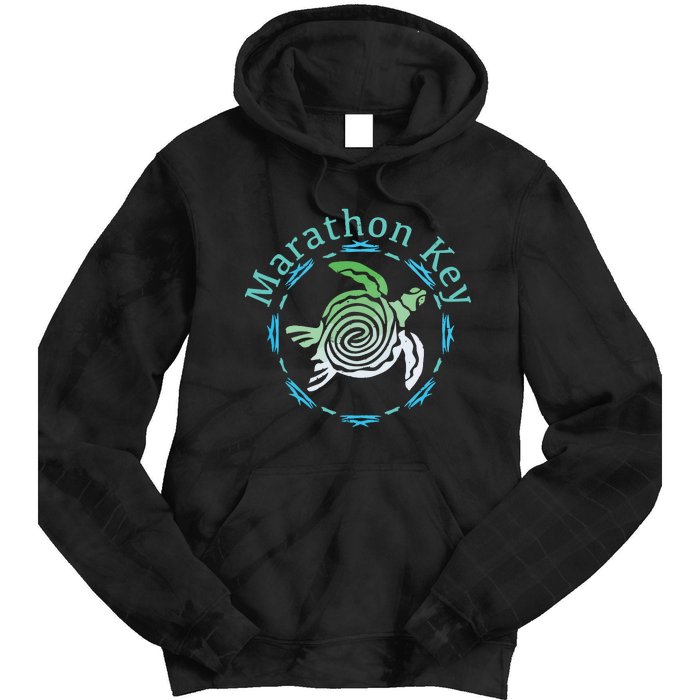 Marathon Key Florida Vintage Tribal Turtle Gift Tie Dye Hoodie