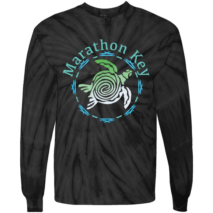 Marathon Key Florida Vintage Tribal Turtle Gift Tie-Dye Long Sleeve Shirt