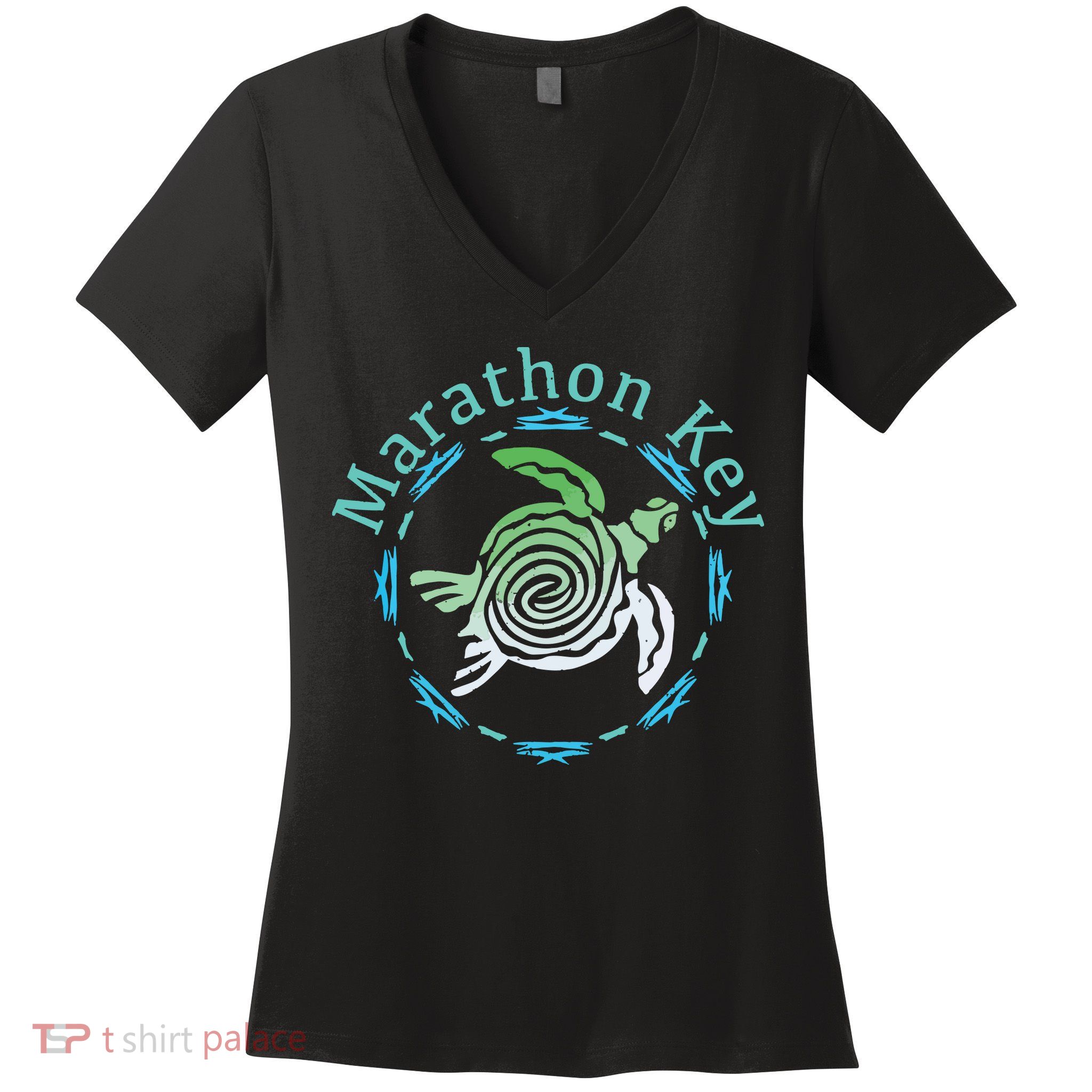 Marathon Key Florida Vintage Tribal Turtle Gift Women's V-Neck T-Shirt