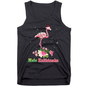 Mele Kalikimaka Flamingo Santa Christmas Merry In July Xmas Tank Top