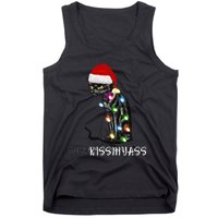 Merry Kissmyass Funny Cat Christmas Lights Tank Top