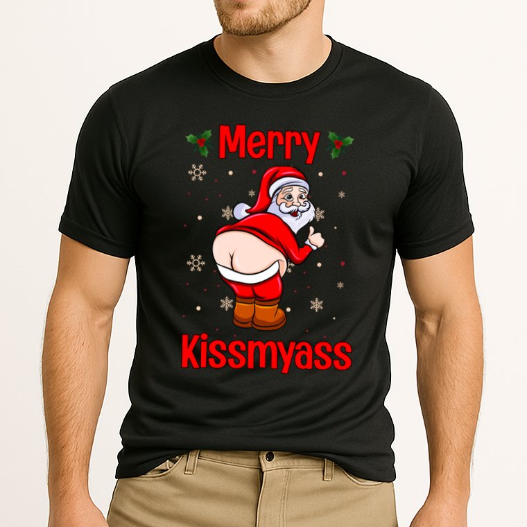 Merry Kissmyass Funny Santa Christmas Cooling Performance Crew T-Shirt