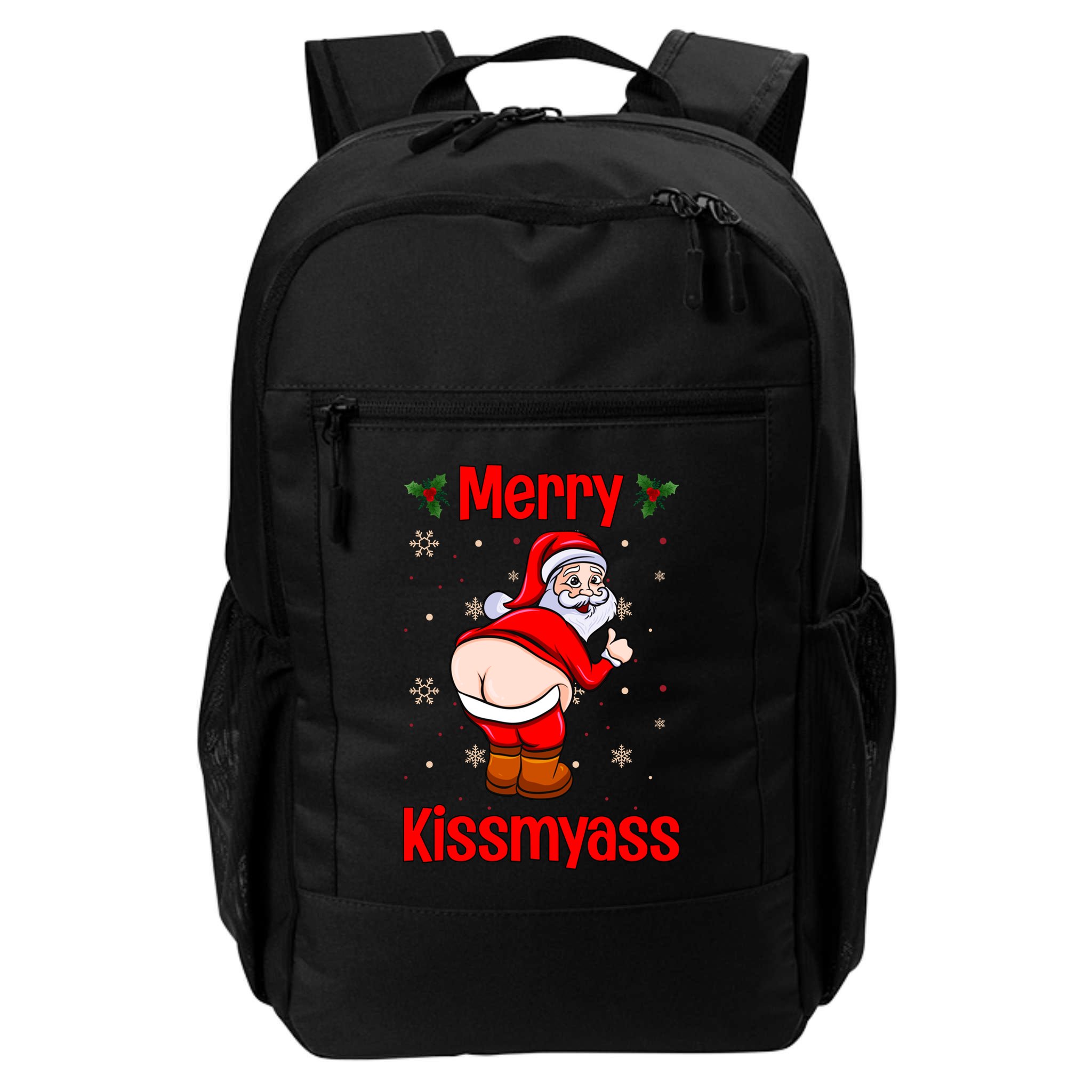 Merry Kissmyass Funny Santa Christmas Backpack
