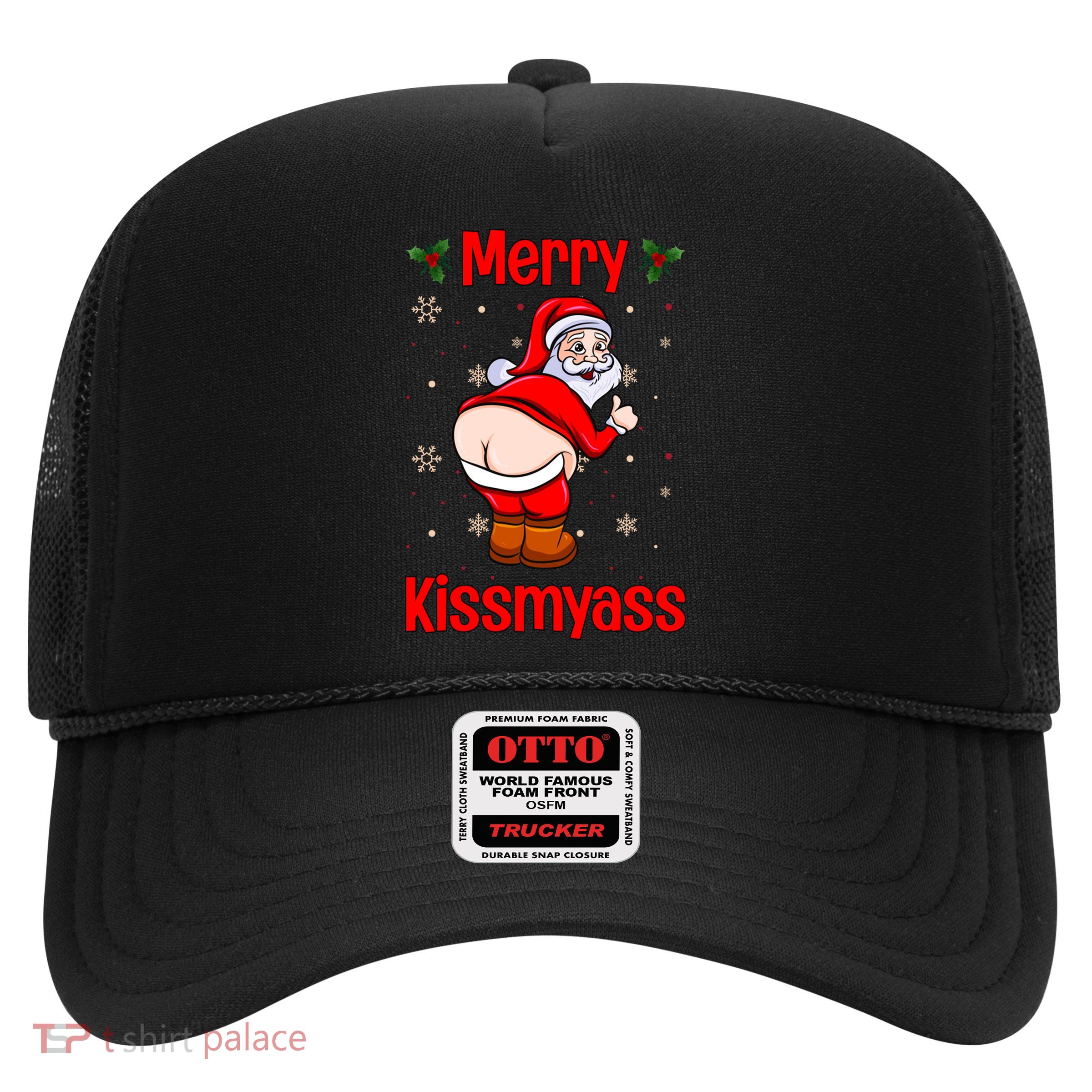 Merry Kissmyass Funny Santa Christmas Trucker Hat