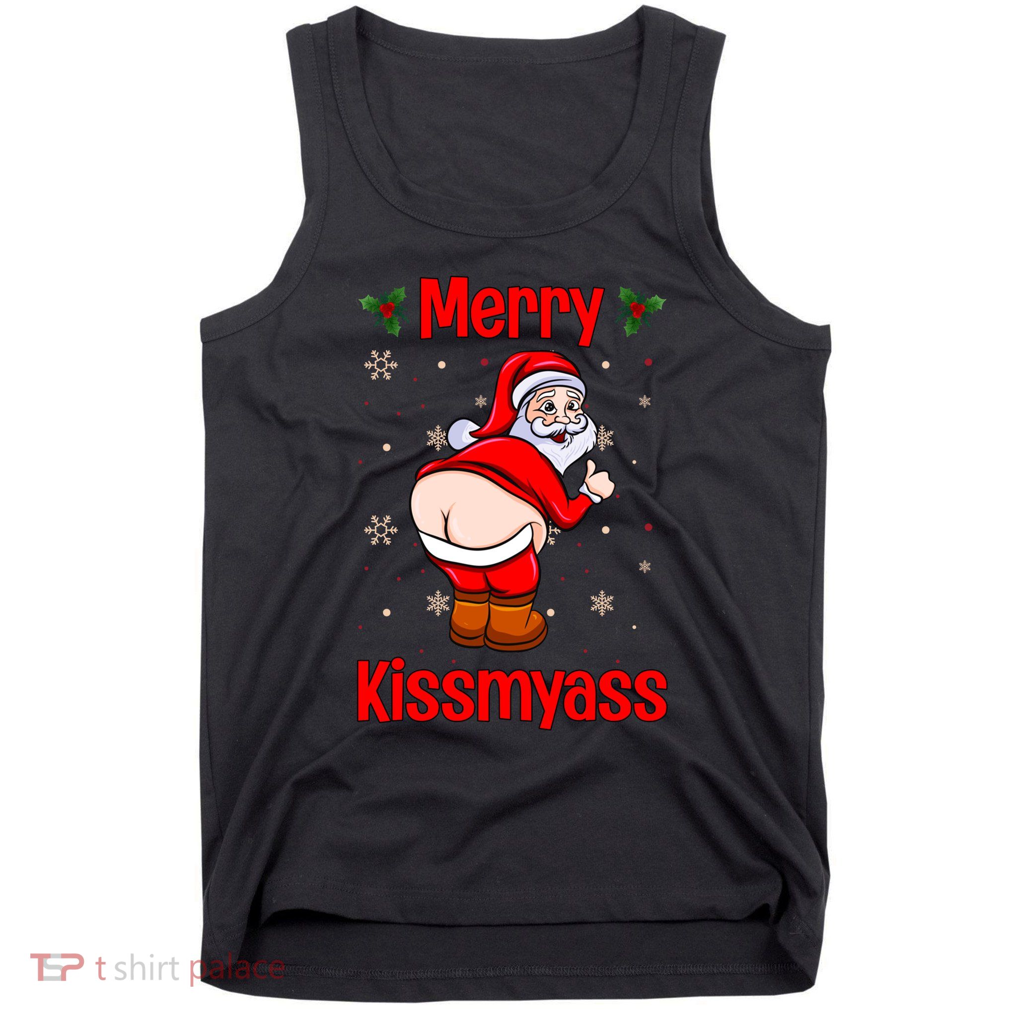 Merry Kissmyass Funny Santa Christmas Tank Top