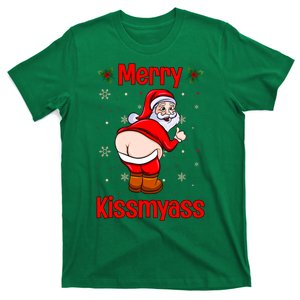 Merry Kissmyass Funny Santa Christmas T-Shirt