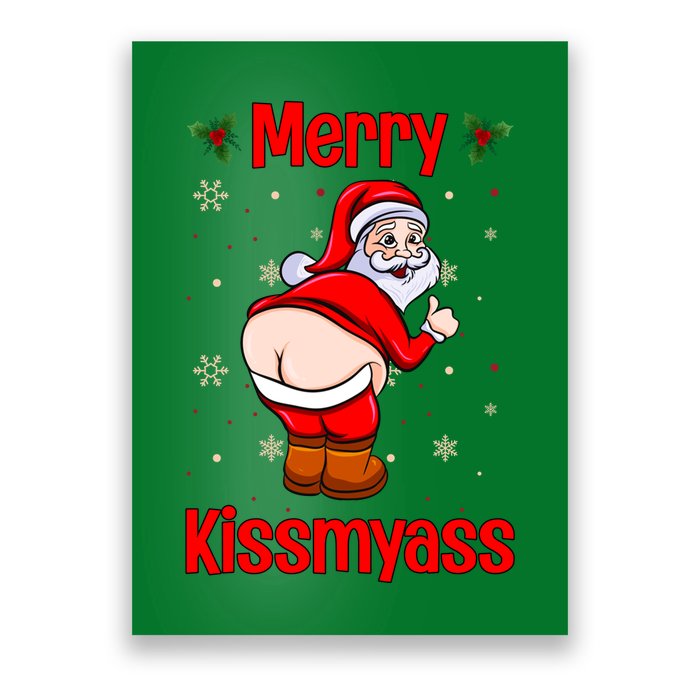 Merry Kissmyass Funny Santa Christmas Poster