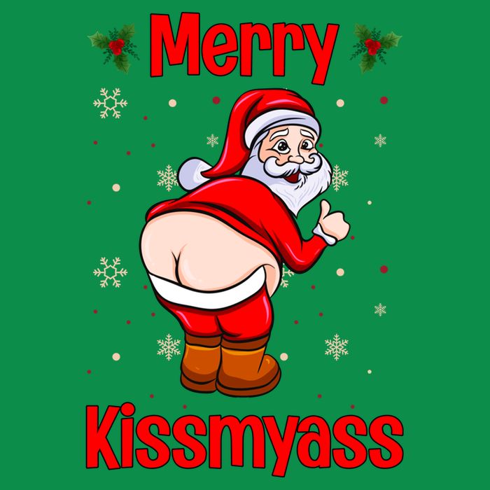 Merry Kissmyass Funny Santa Christmas Poster