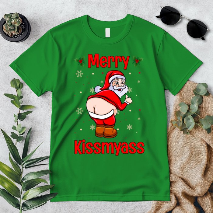 Merry Kissmyass Funny Santa Christmas Premium T-Shirt