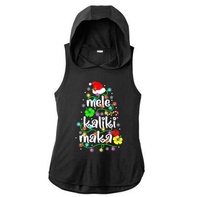 Mele Kalikimaka For Women Hawaiian Hawaii Christmas Ladies PosiCharge Tri-Blend Wicking Draft Hoodie Tank