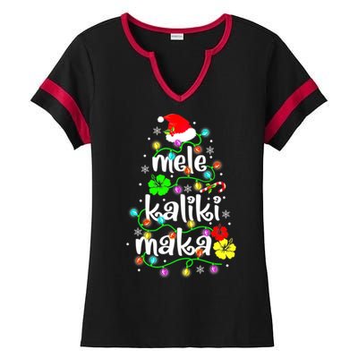 Mele Kalikimaka For Women Hawaiian Hawaii Christmas Ladies Halftime Notch Neck Tee