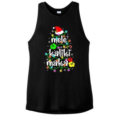 Mele Kalikimaka For Women Hawaiian Hawaii Christmas Ladies PosiCharge Tri-Blend Wicking Tank