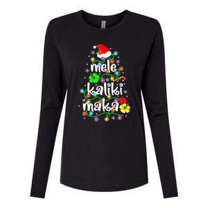 Mele Kalikimaka For Women Hawaiian Hawaii Christmas Womens Cotton Relaxed Long Sleeve T-Shirt