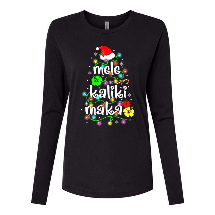 Mele Kalikimaka For Women Hawaiian Hawaii Christmas Womens Cotton Relaxed Long Sleeve T-Shirt