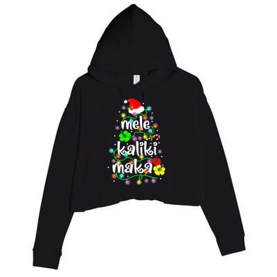 Mele Kalikimaka For Women Hawaiian Hawaii Christmas Crop Fleece Hoodie