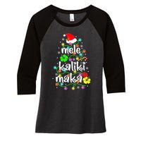 Mele Kalikimaka For Women Hawaiian Hawaii Christmas Women's Tri-Blend 3/4-Sleeve Raglan Shirt