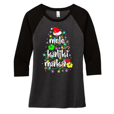 Mele Kalikimaka For Women Hawaiian Hawaii Christmas Women's Tri-Blend 3/4-Sleeve Raglan Shirt