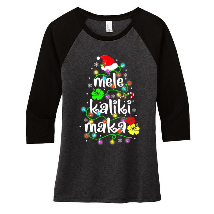 Mele Kalikimaka For Women Hawaiian Hawaii Christmas Women's Tri-Blend 3/4-Sleeve Raglan Shirt